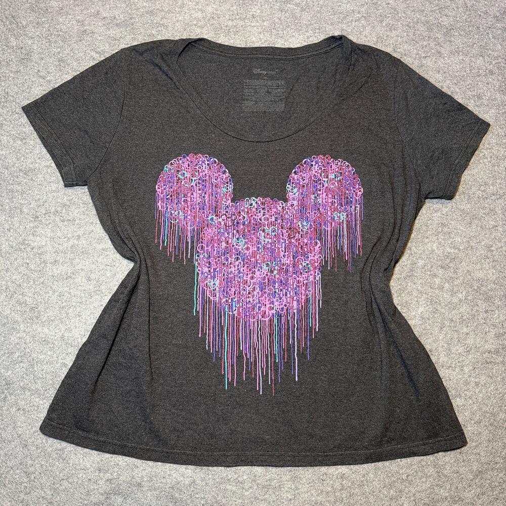 Disney Store Women's 2XL Graphic T-Shirt Heather Gray Multicolor